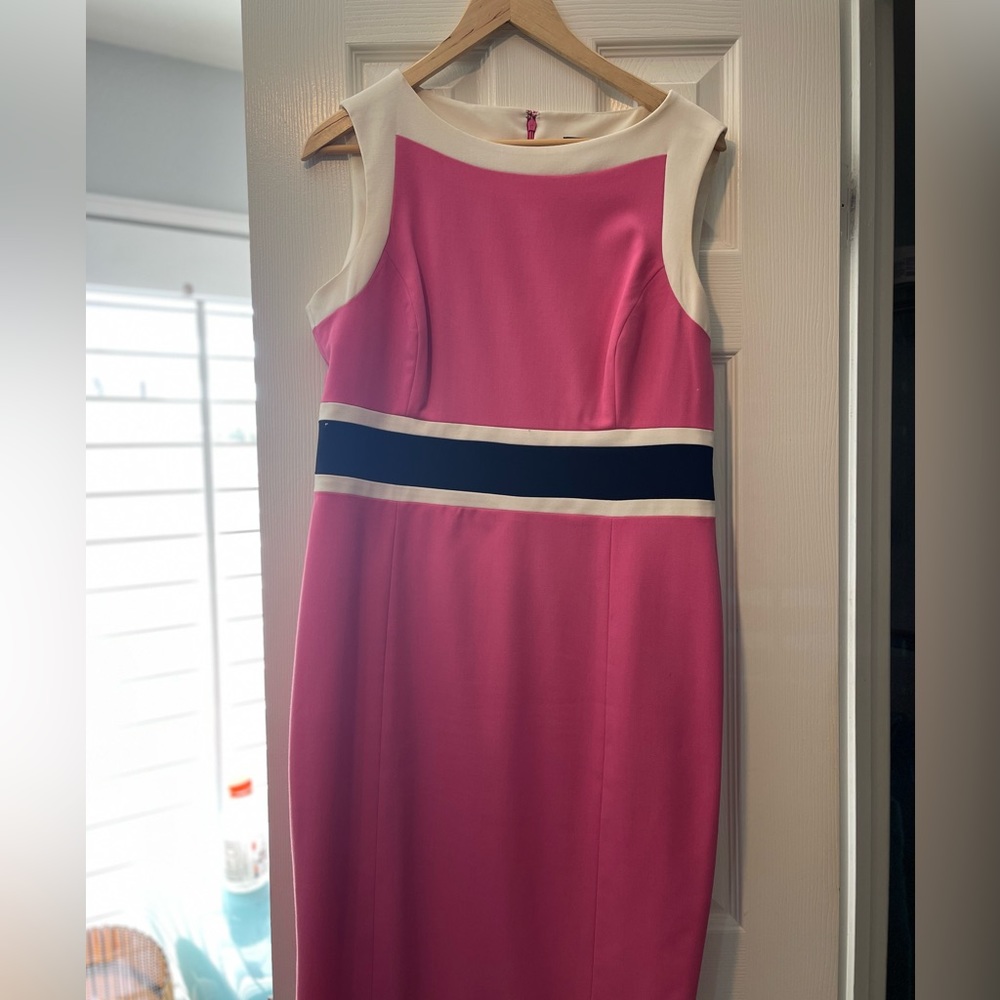 Nine West Pink, Black and White Business Dress